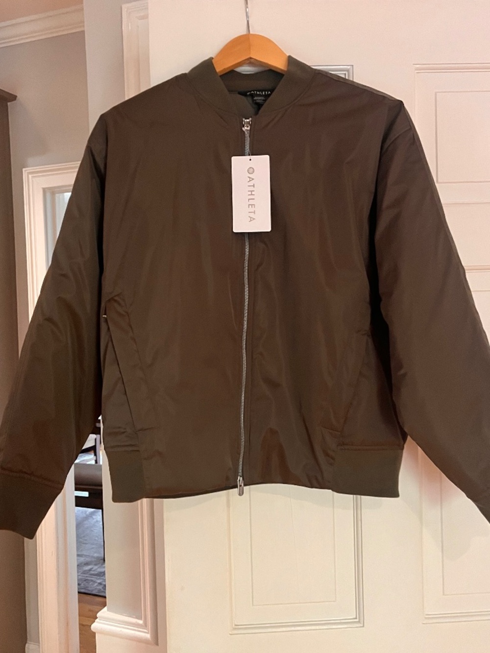 NWT Athleta Sateen Bomber Jacket L